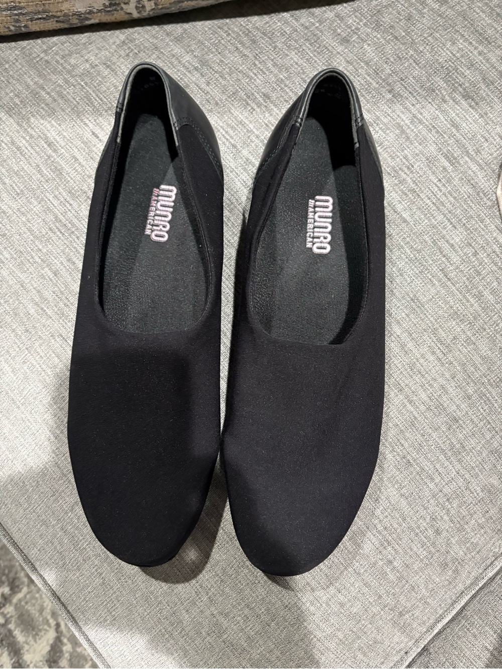 Munro Black Stretch Slip-On Ballet Flats